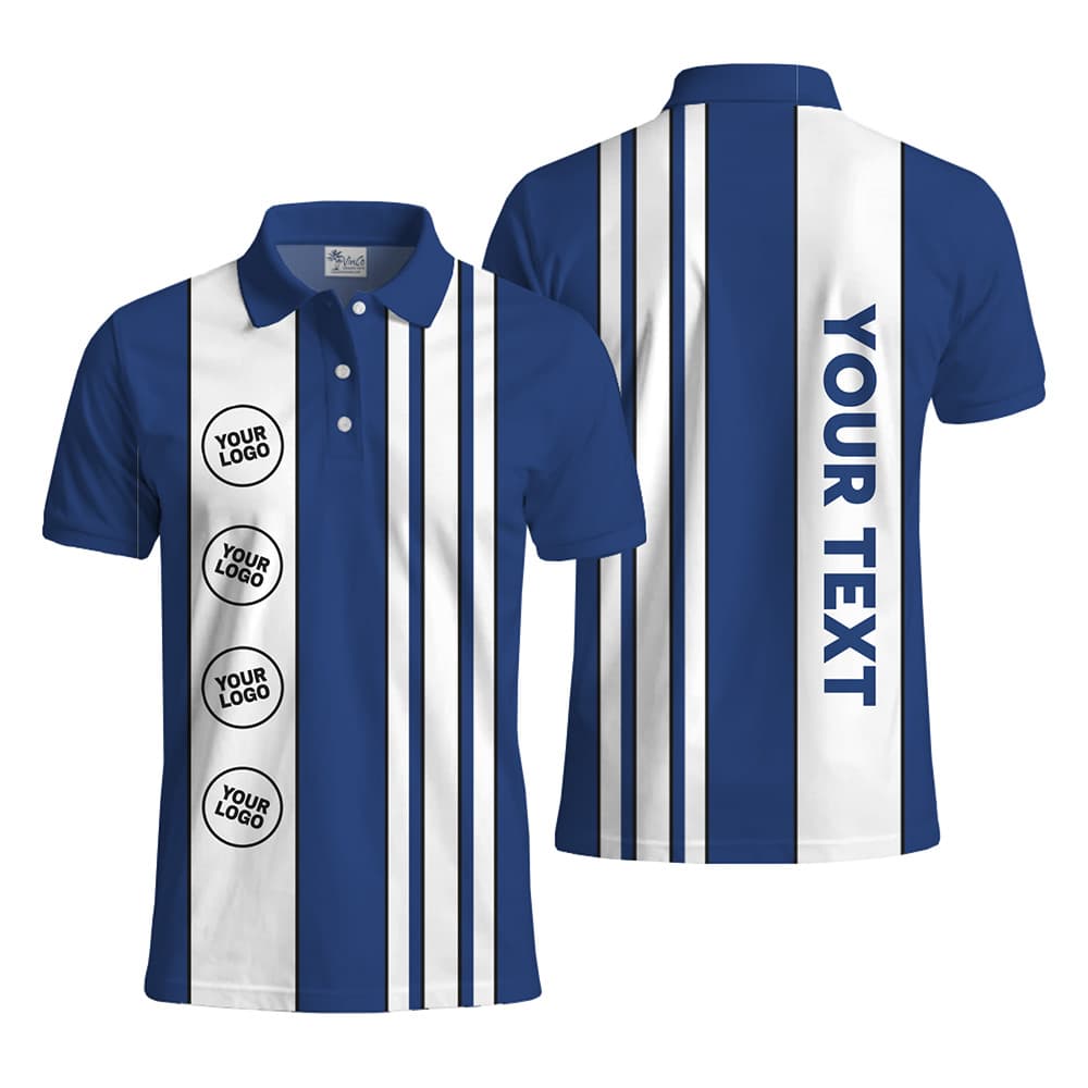 Modern Classic Stripe Polo With Custom Logo And Team Name