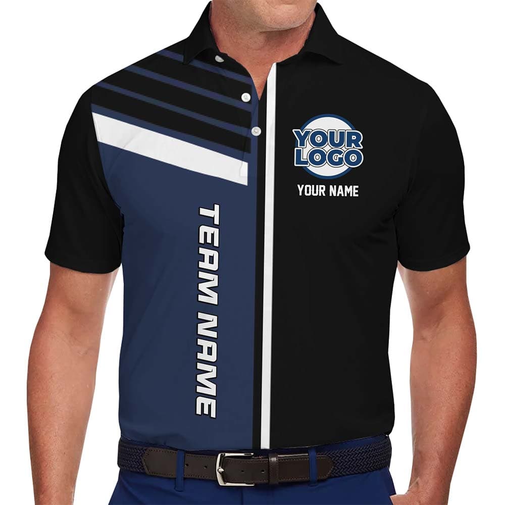 Modern Contrast Panel Custom Polo Shirt With Logo And Text