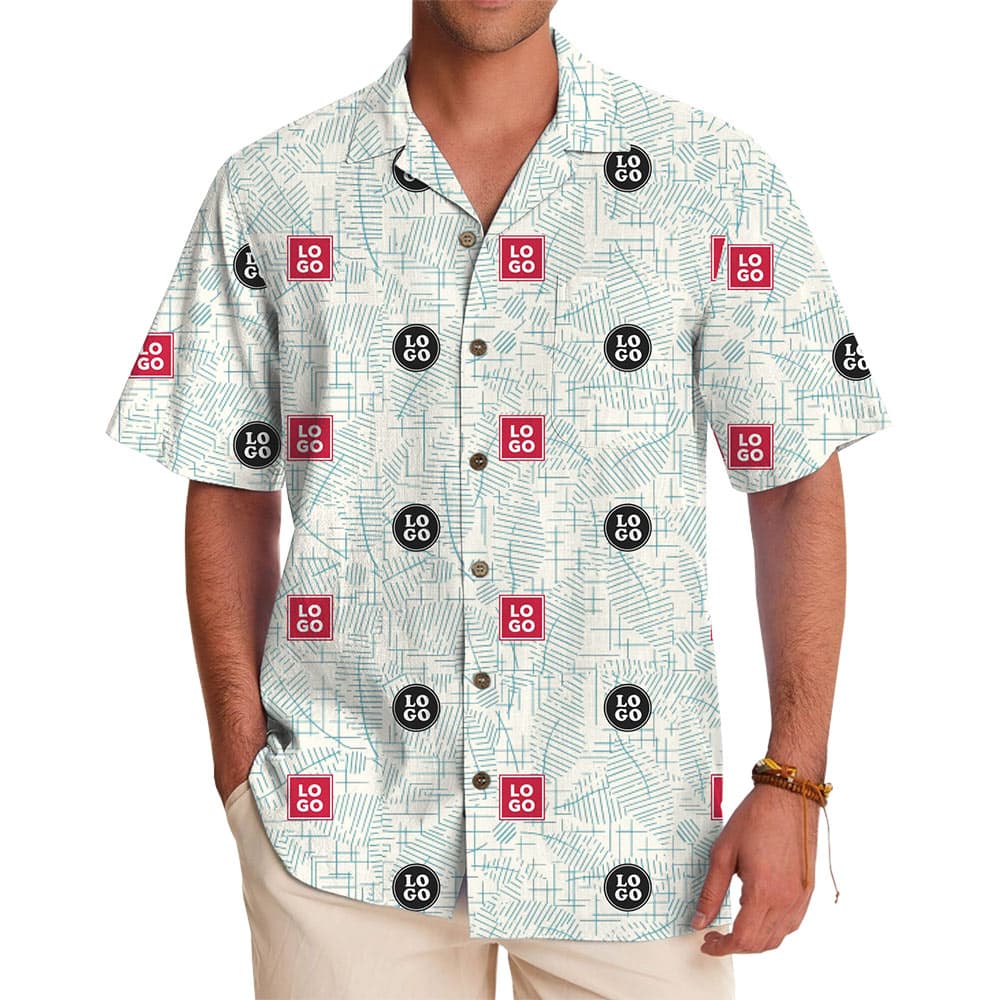 Modern Line Art Custom Logo Hawaiian Shirt
