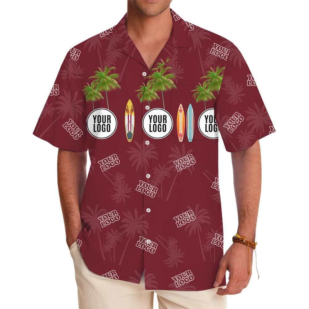 Palm Tree Surfing Custom Logo Hawaiian Shirt