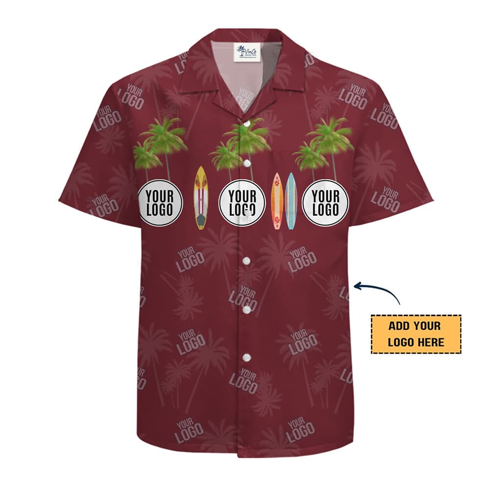 Palm Tree Surfing Custom Logo Hawaiian Shirt