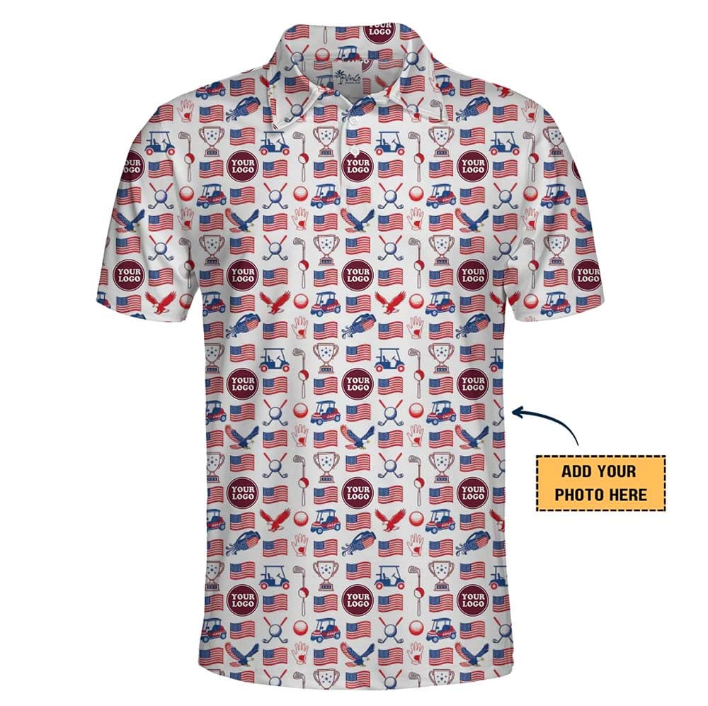 Patriotic Pride Golf Polo Shirt With Custom Logo
