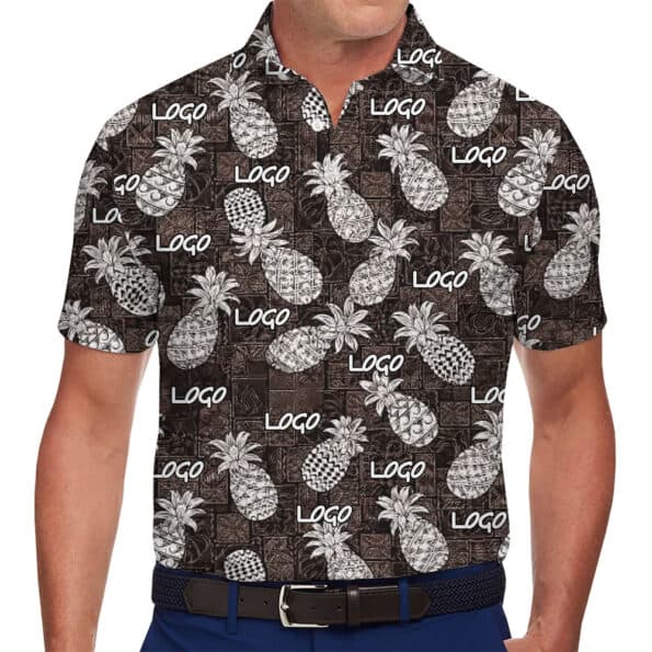 Personalized Corporate Polo with Tropical Pineapple Accents and Custom Logo 1