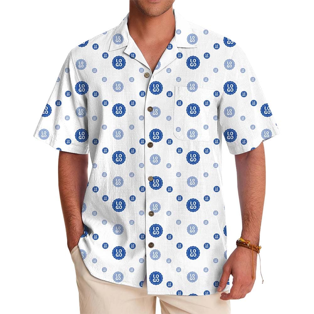 Personalized Logo Button Up Shirts With Coconut Buttons