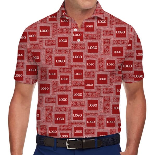 Personalized Logo Polo with Bold Red Bandana Design for Team Wear 1
