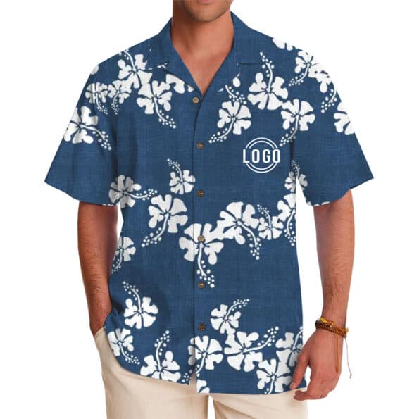 Personalized Logo Tropical Hibiscus Hawaiian Shirt for Branding for men