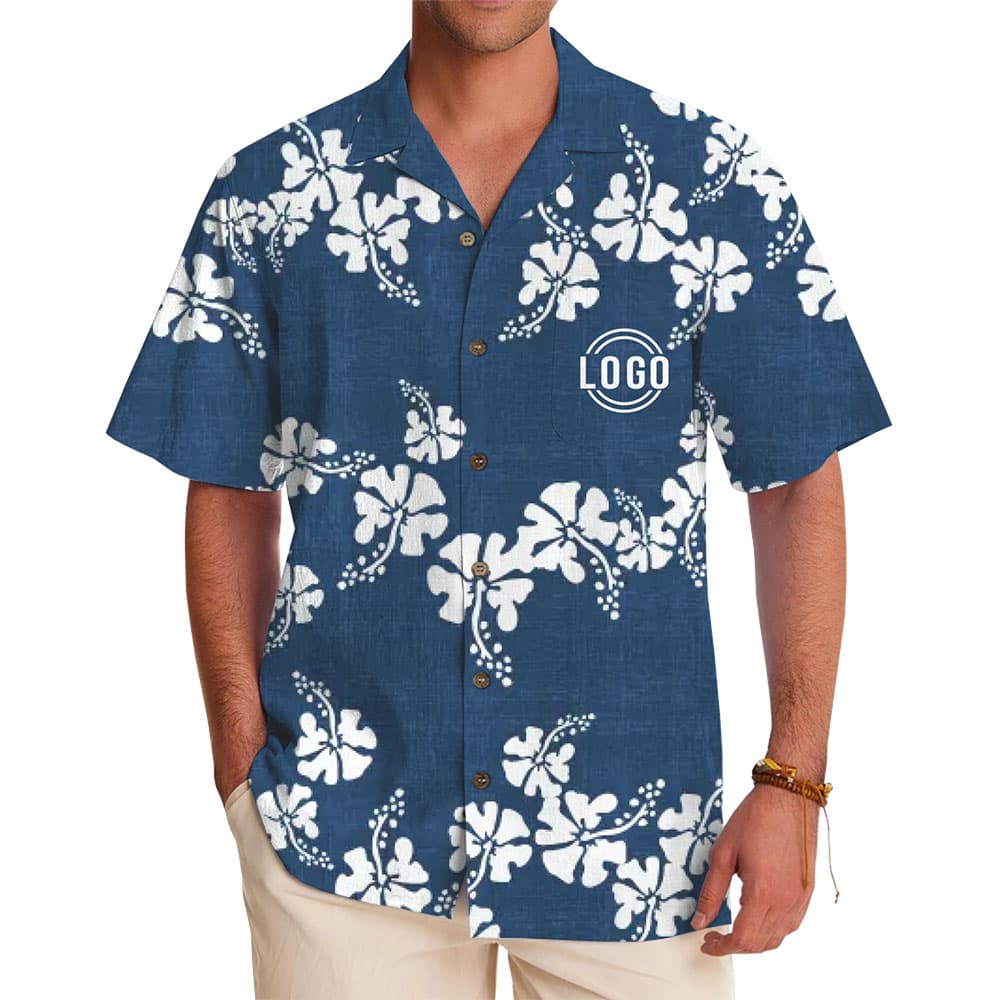 Personalized Logo Tropical Hibiscus Hawaiian Shirt for Branding for men