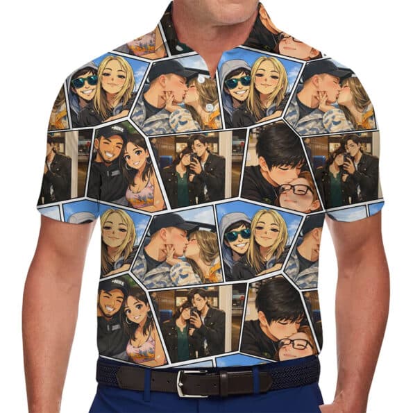 Personalized Photo Collage Polo Shirt With Instant Preview for men and women