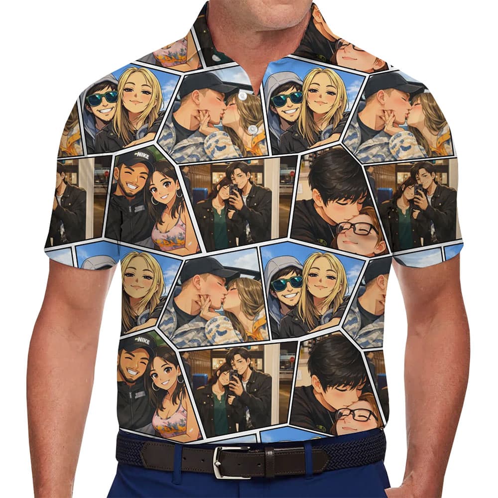 Personalized Photo Collage Polo Shirt With Instant Preview for men and women
