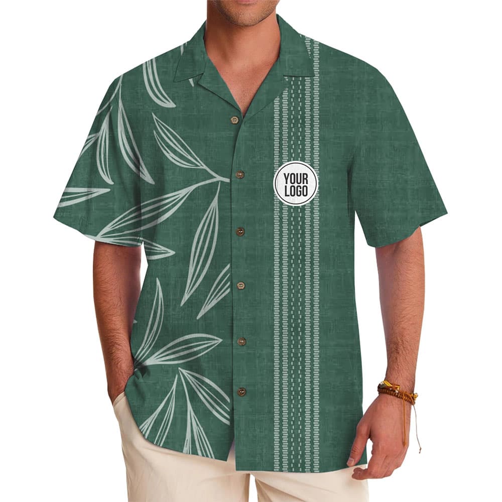 Personalized Tropical Leaf Shirt with Unique Logo Placement for team and group