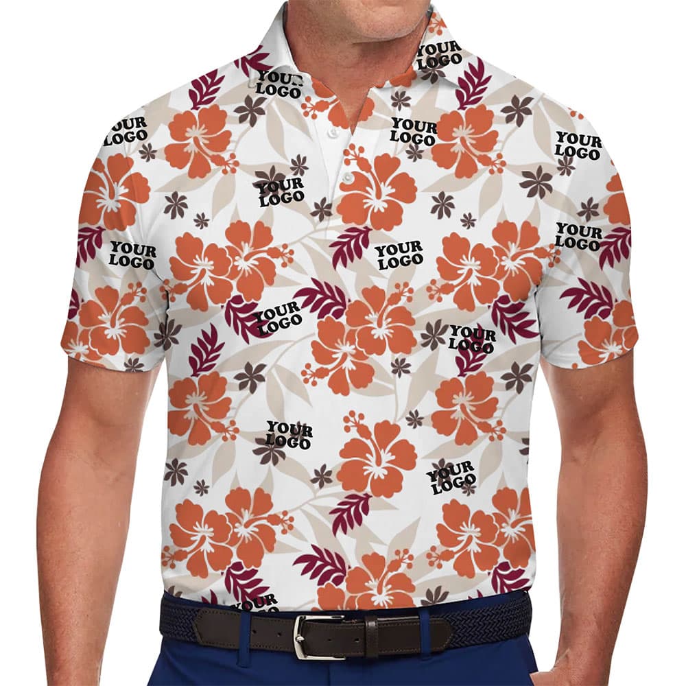 Personalized Tropical Polo Shirt Featuring Hibiscus Flower Design