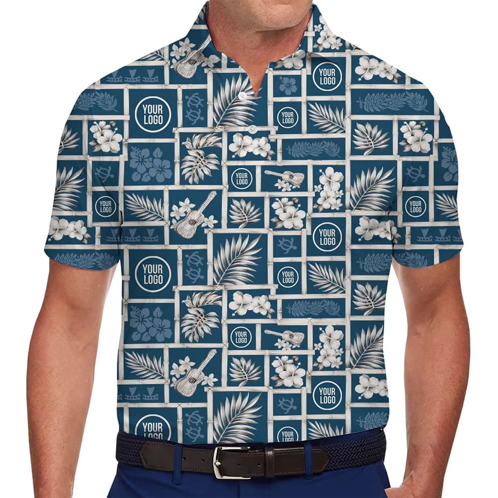 Promotional Tropical Pattern Polo Shirt With Custom Logo