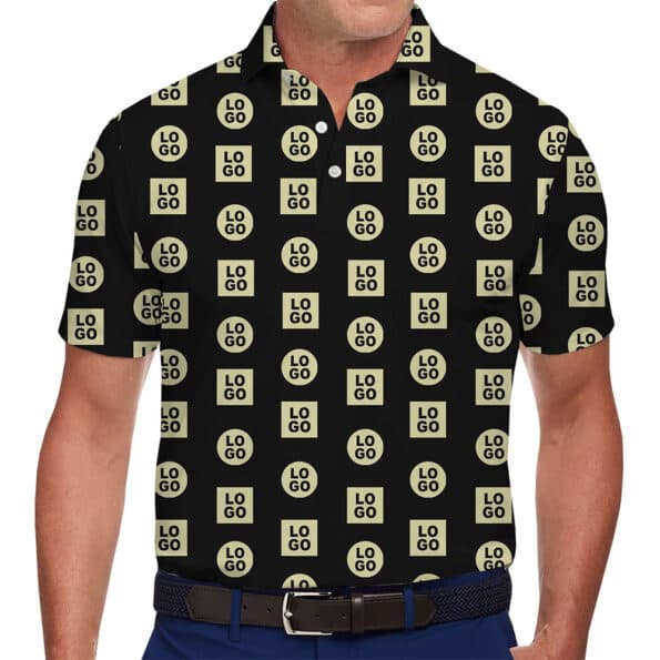 Trendy Custom Business Polo Shirt with Repeating Logo Design for company