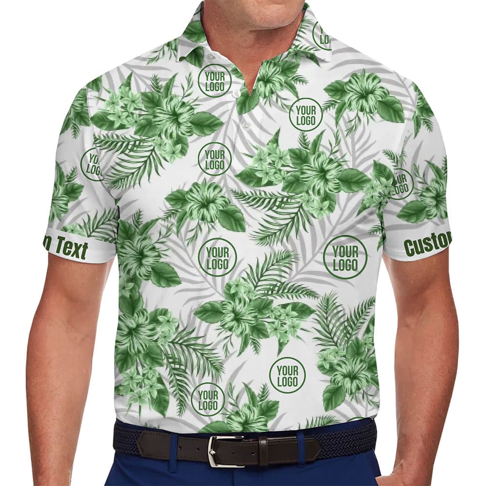 Tropical Pattern Polo Shirts with Personalized Logos 1