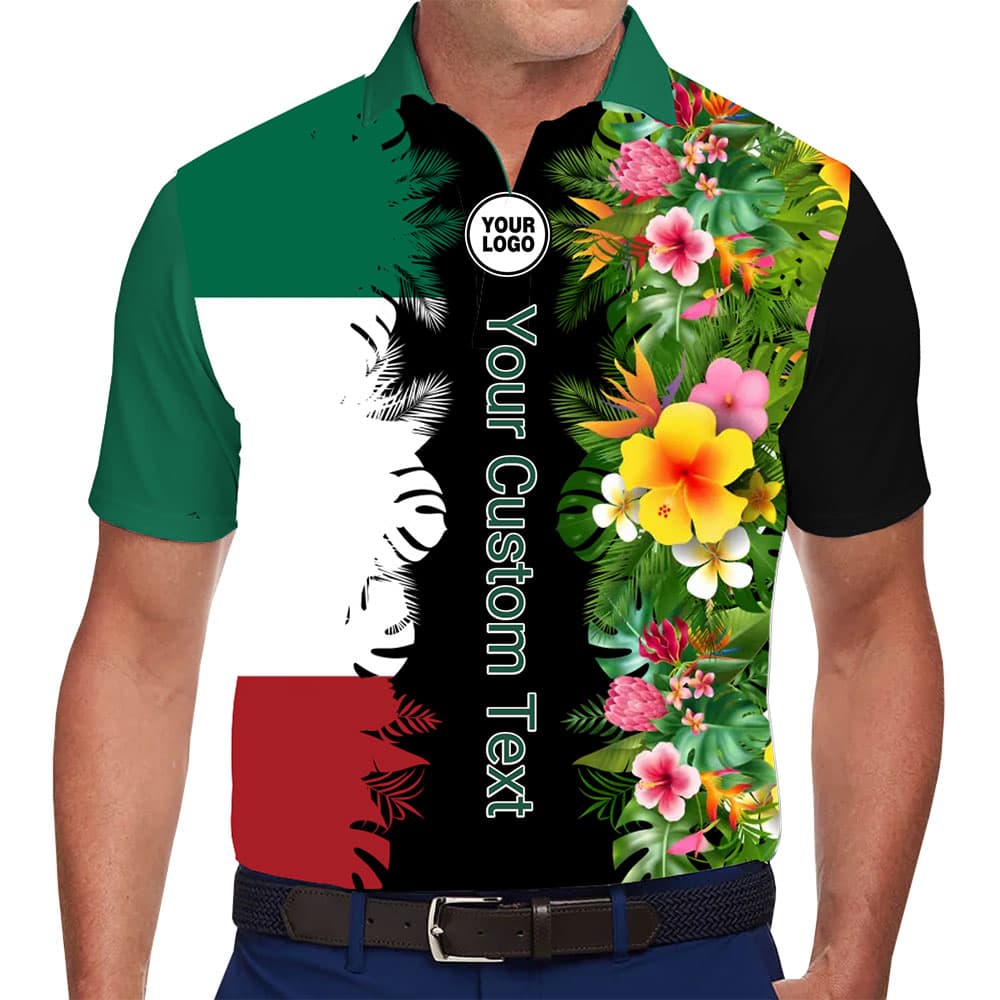 Unique Corporate Polo Shirt with Floral and Custom Text 2