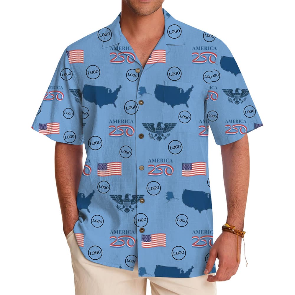 America 250-Themed Button-Up Shirt with Custom Branding Options