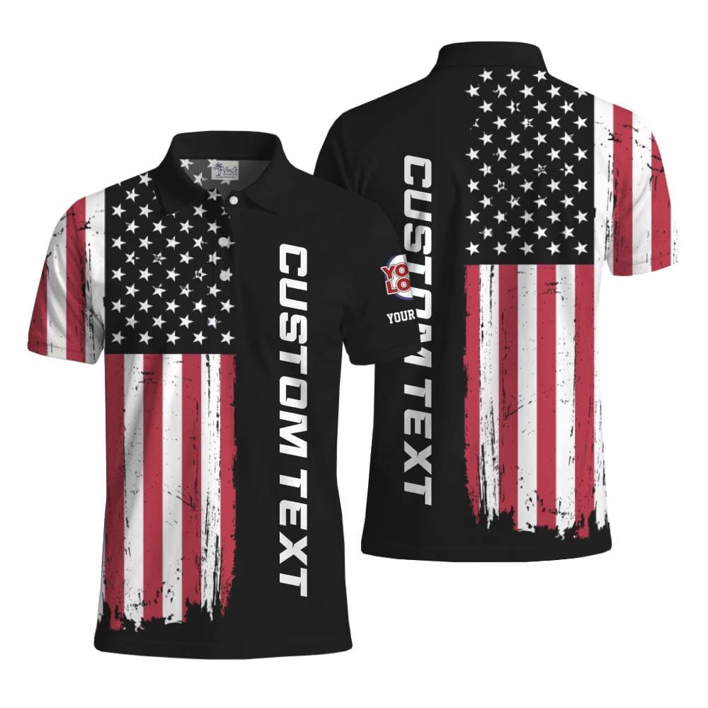 American Flag Custom Team Polo Shirt With Logo And Text