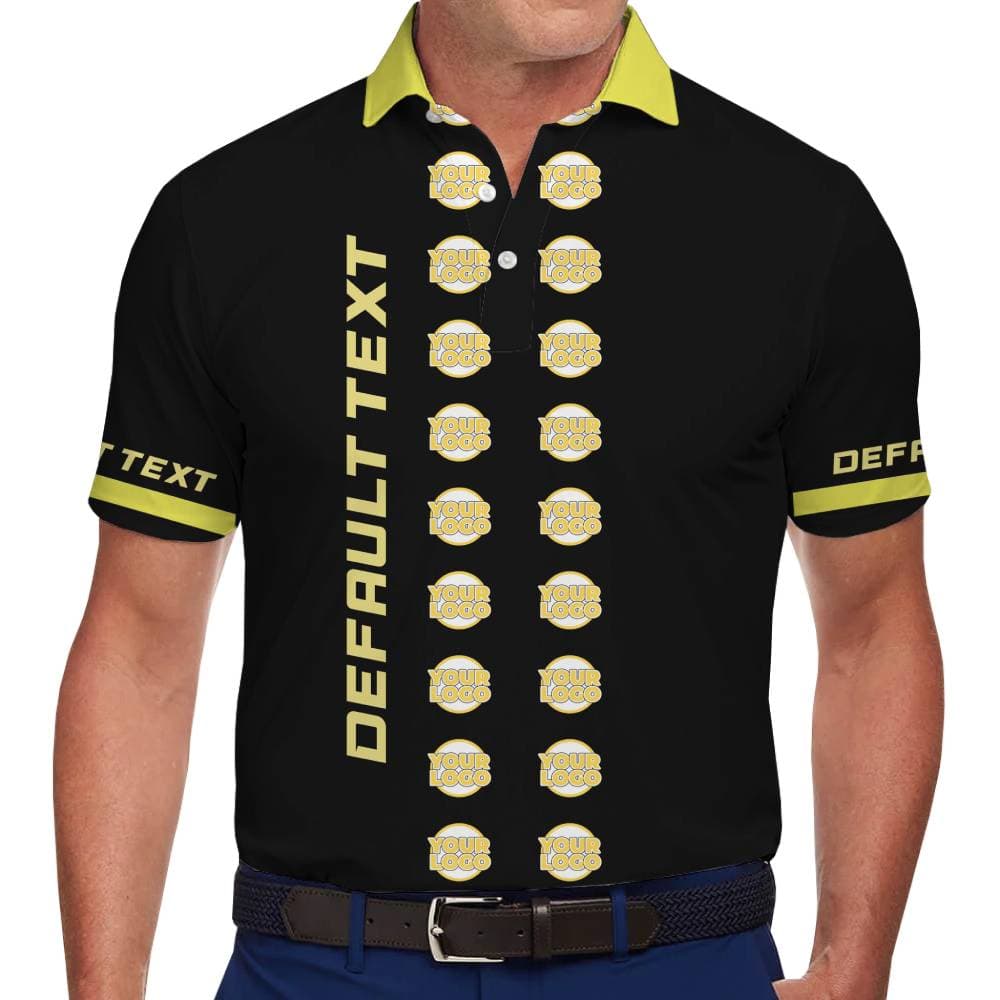 Branded Polo Shirt Featuring Yellow Design Elements and Logo