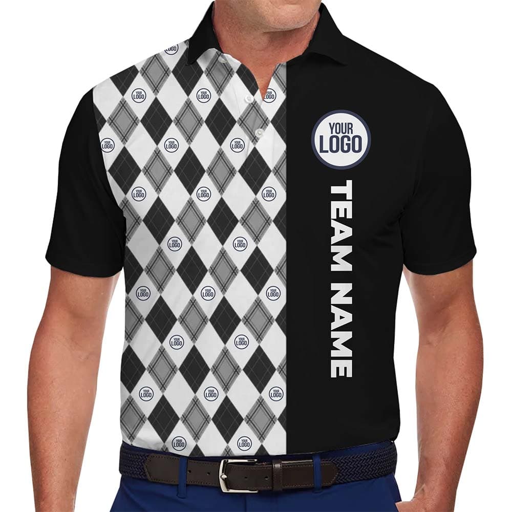 Checked Custom Polo Golf Shirt With Logo And Text