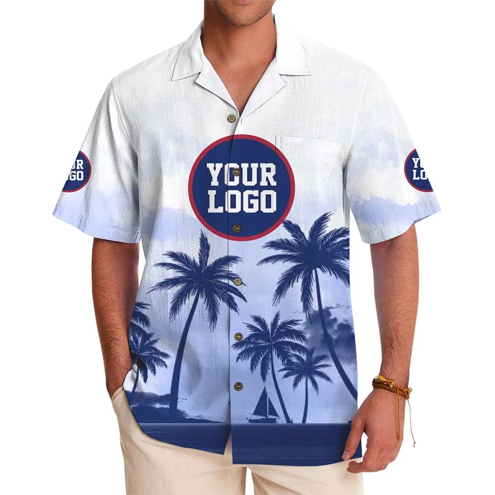 Coastal Sky Custom Logo Hawaiian Shirt With Live Preview