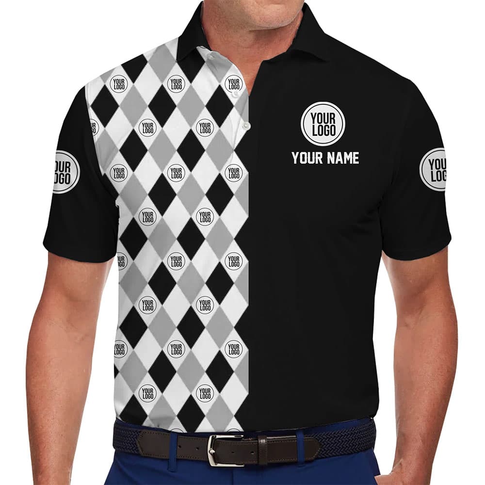 Custom Argyle Logo Polo Shirt with Name for team and group