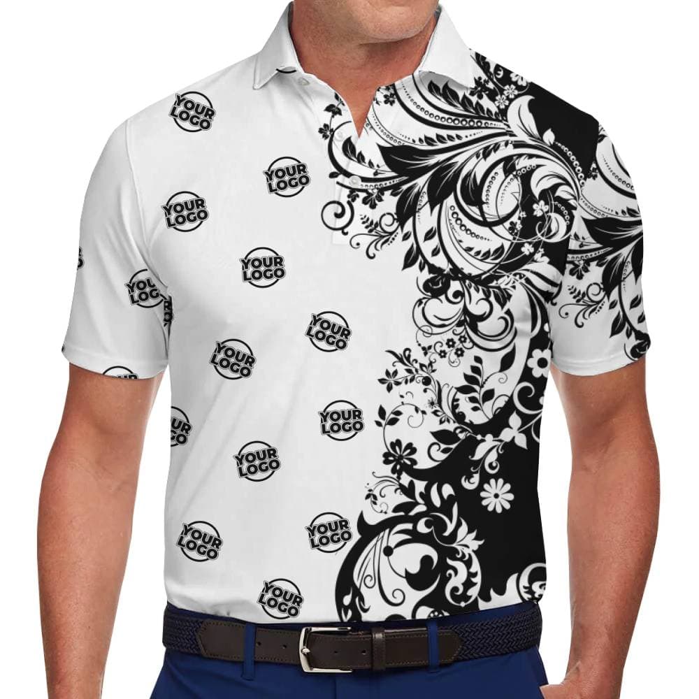 Custom Branded Polo Shirt with All-Over Logo Print