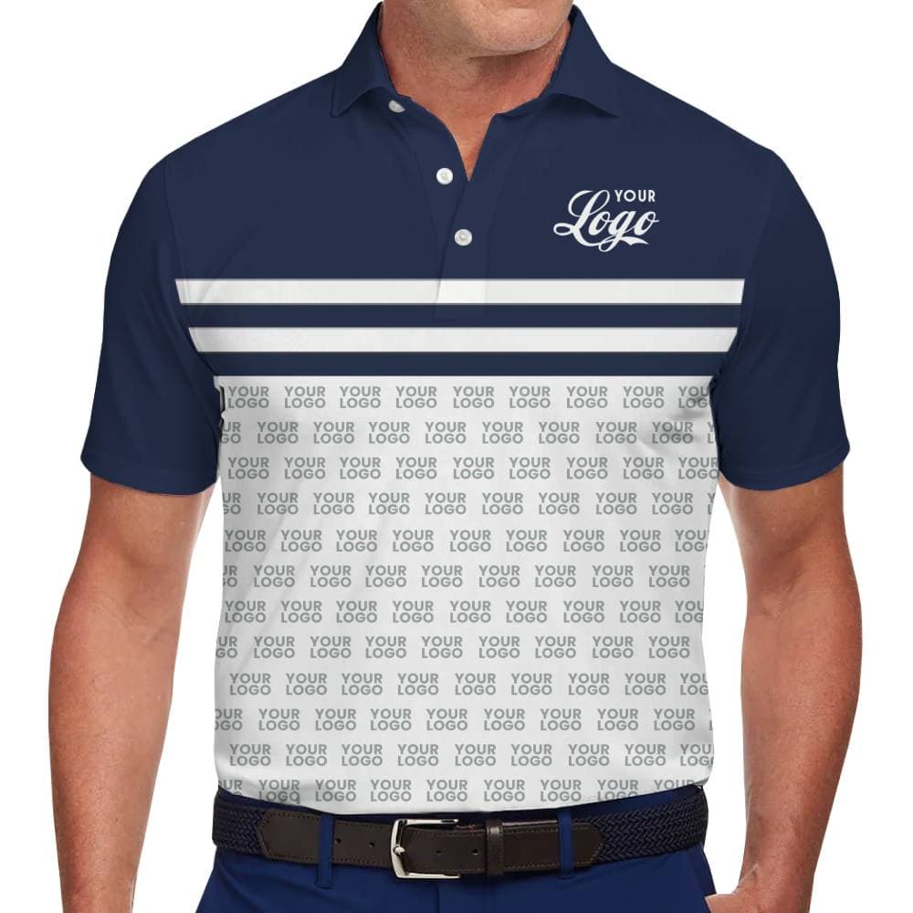 Custom Classic Polo with All-Over Logo Print Design