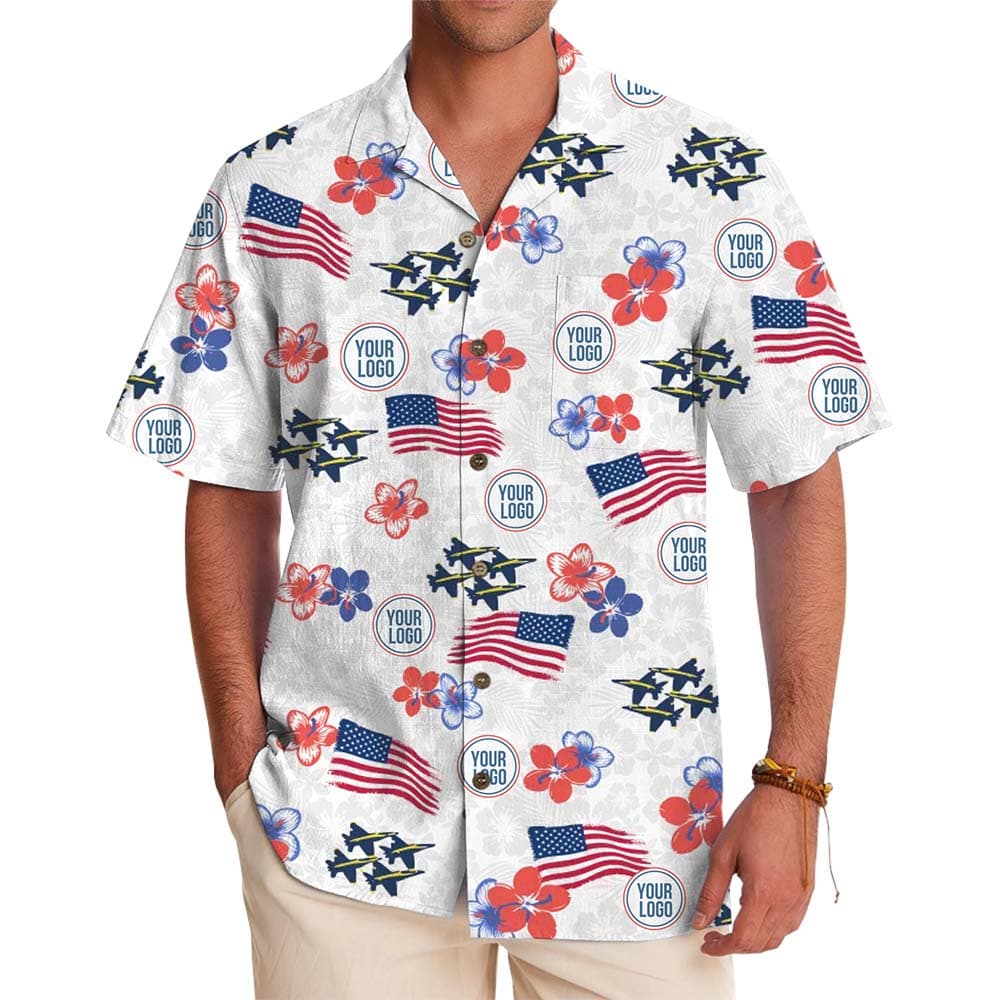 Custom Logo 4th Of July Hawaiian Shirt With Preview