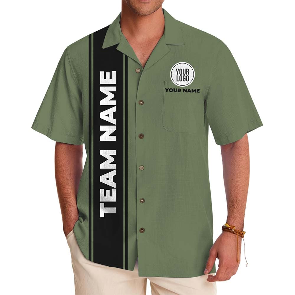 Custom Logo And Text Hawaiian Shirt With Black Stripe