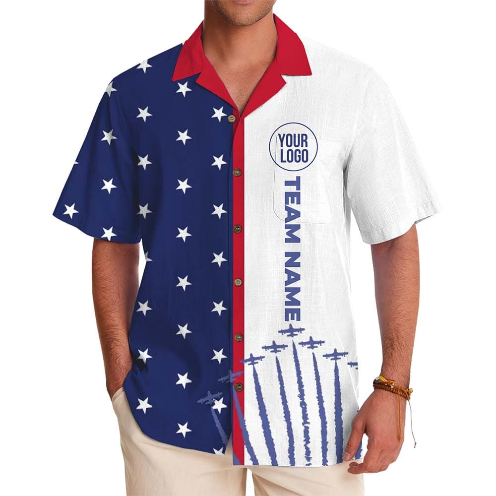 Custom Logo And Text USA Flag Hawaiian Shirt
