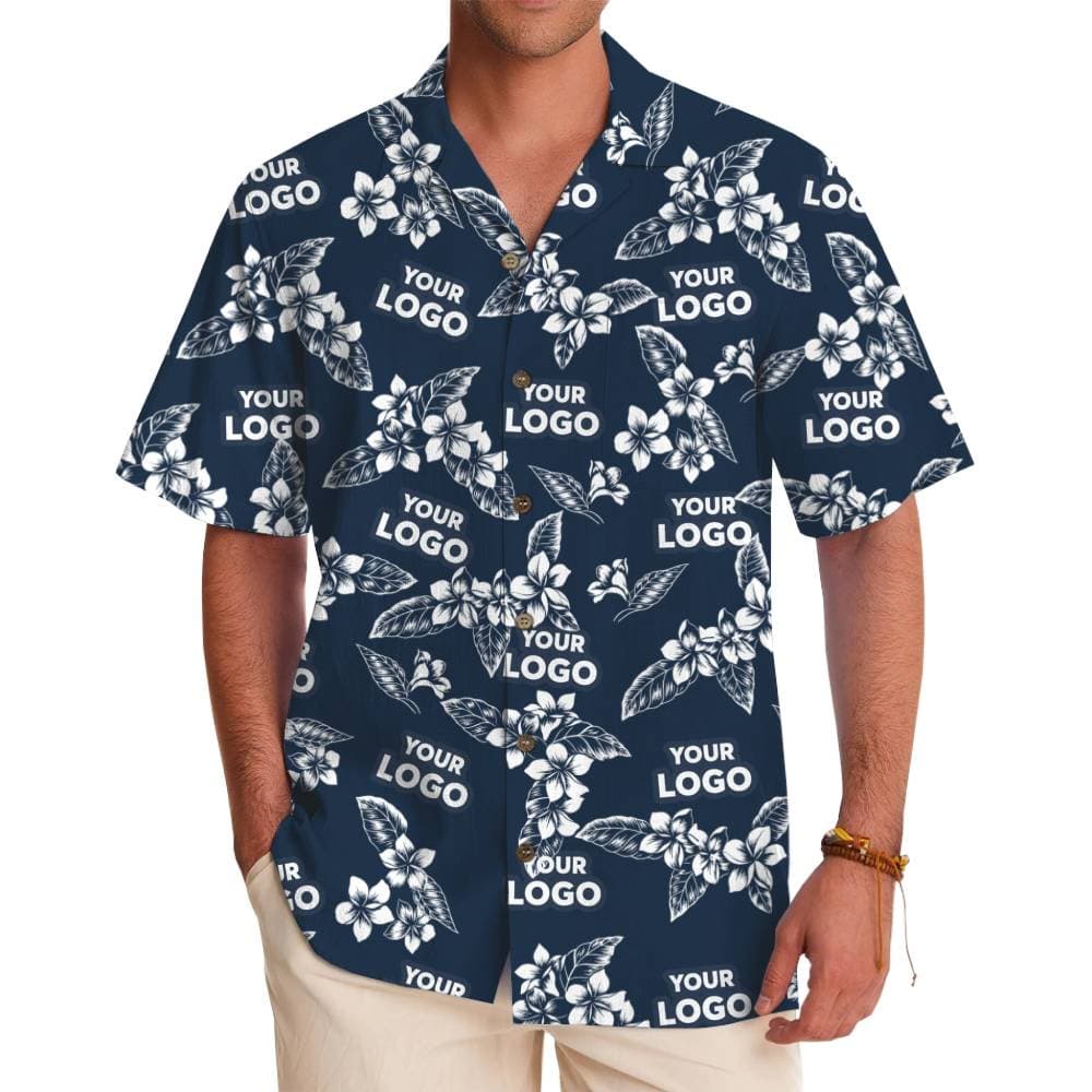 Custom Logo Coastal Flower Hawaiian Shirt With Live Preview