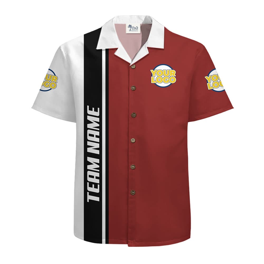 Custom Logo Hawaiian Shirt with Eye-Catching Stripe and Team Details