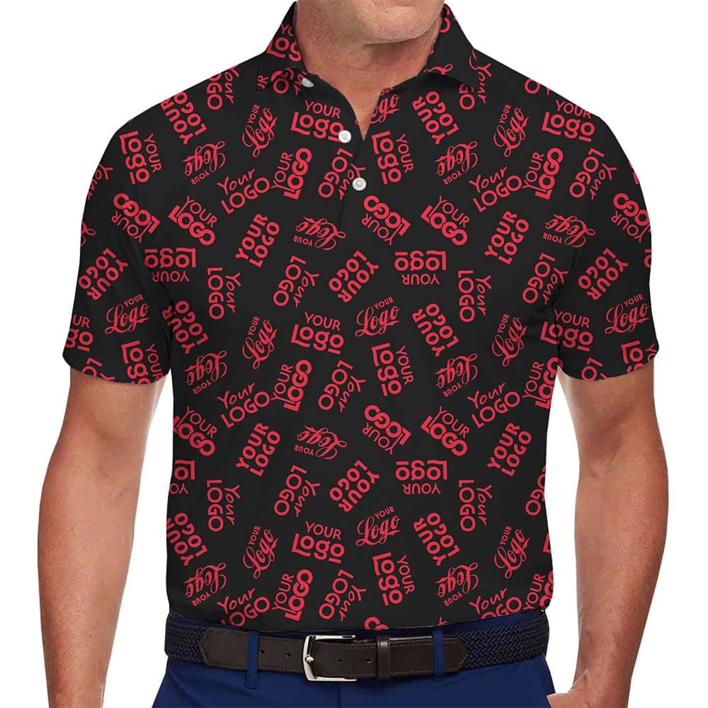 Custom Logo Repeat Collared Polo Shirt With Live Preview