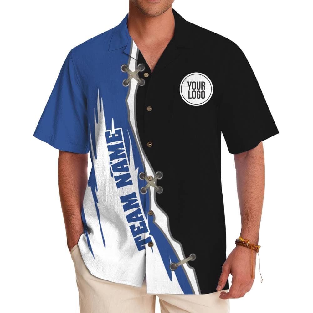 Custom Logo Split Color Button-Up Shirt With Name