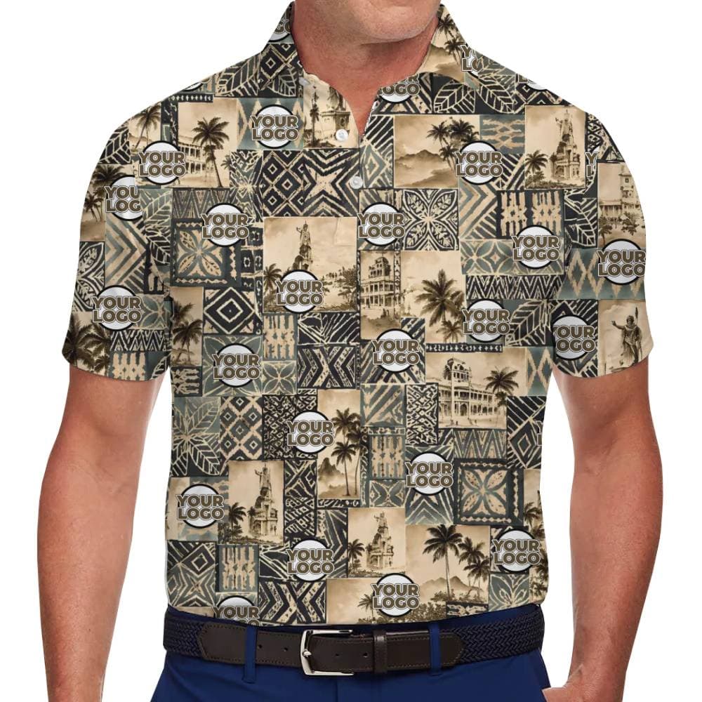 Custom Polo Shirt with Retro-Inspired Design and Logo Placement
