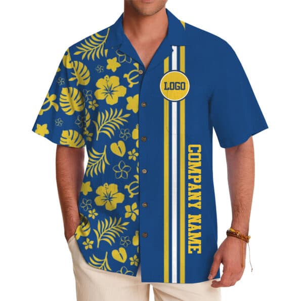 Custom Tropical Hawaiian Shirt with Company Name and Logo Design for team