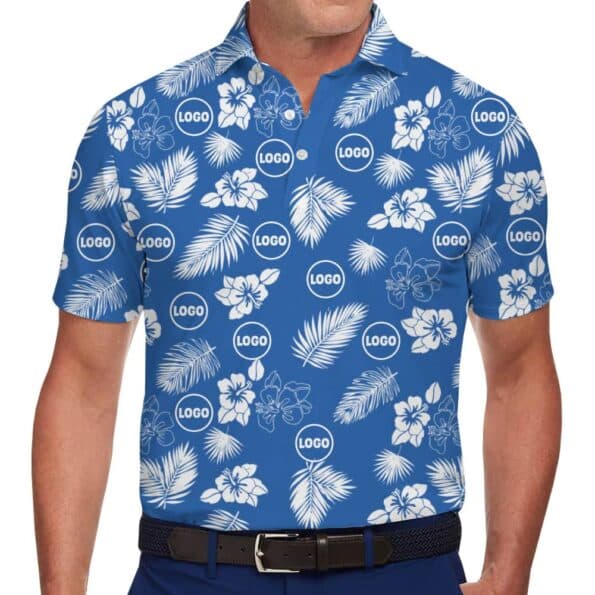 Custom Tropical Paradise Polo Shirt with Logo Live Preview In Model