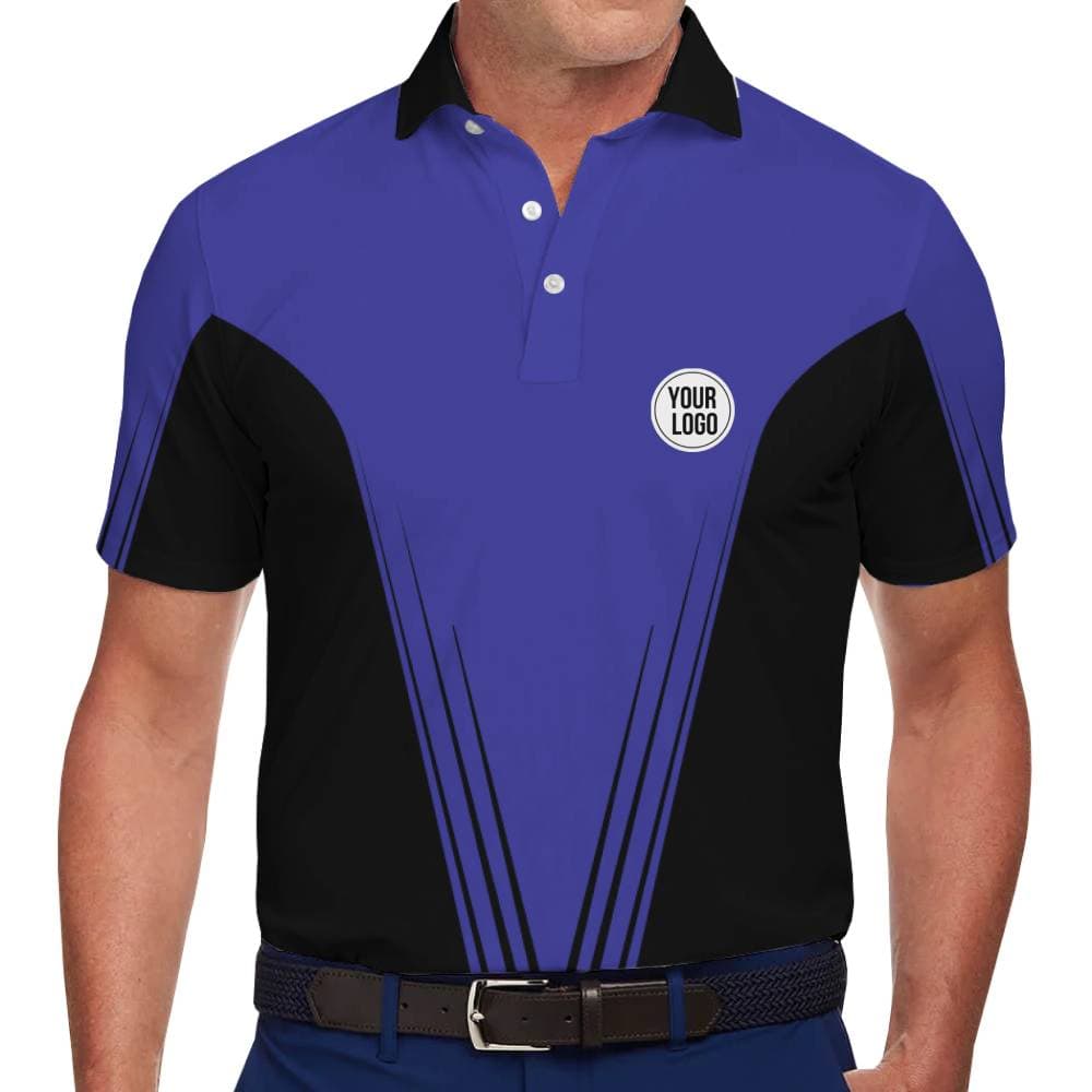 Custom Two-Tone Blue Polo Shirt with Personalized Logo Placement 1