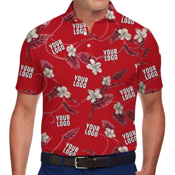 Customizable Logo Polo Shirt with Vibrant Tropical Design for company