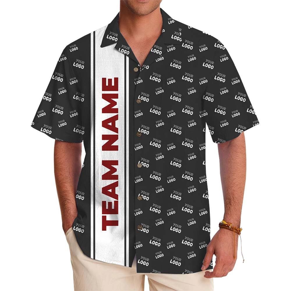 Executive Name Stripe Custom Logo Hawaiian Shirt