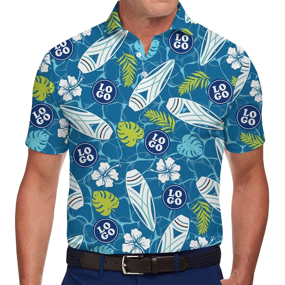 Eye-Catching Custom Surf Style Polo Shirt with Logo for team