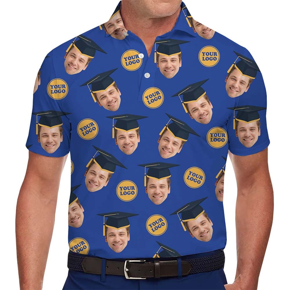 Graduation Spotlight Custom Face And Logo Polo Shirt