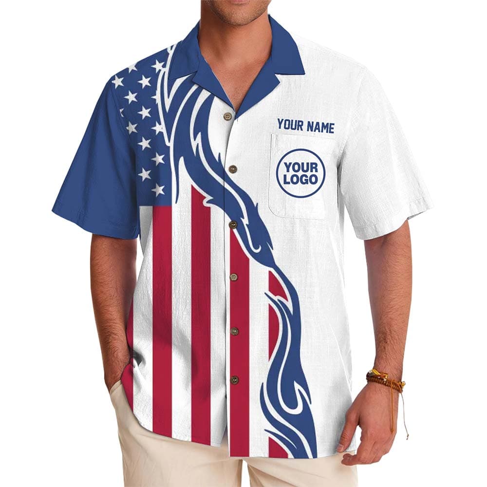 Independence Day Custom Logo And Name Hawaiian Shirt