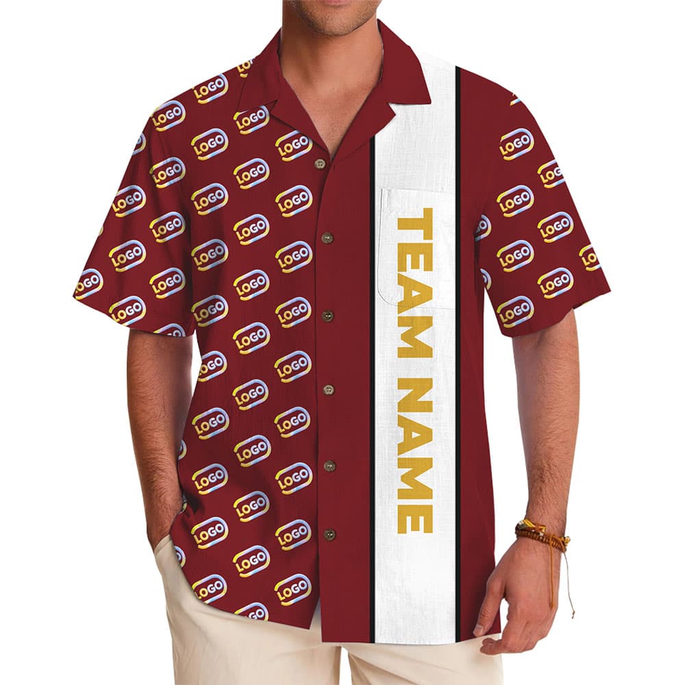 Logo Custom Hawaiian Shirt with Team Name Live Preview for team