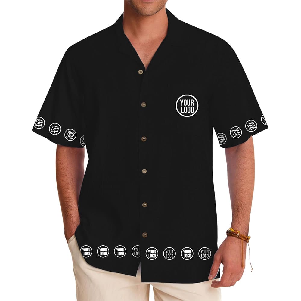 Minimalist Black Custom Shirt with Custom Printed Logos 1