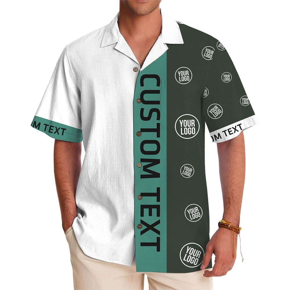 Minimalist Custom Text and Logo Shirt with Trendy Split Design