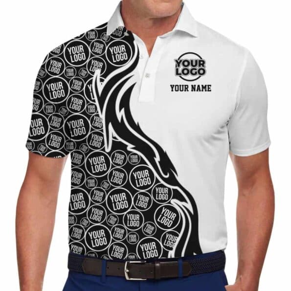 Modern Split-Design Polo Shirt with Personalized Company Logo