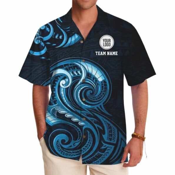 Modern Tribal-Inspired Custom Logo Hawaiian Shirt for Companies