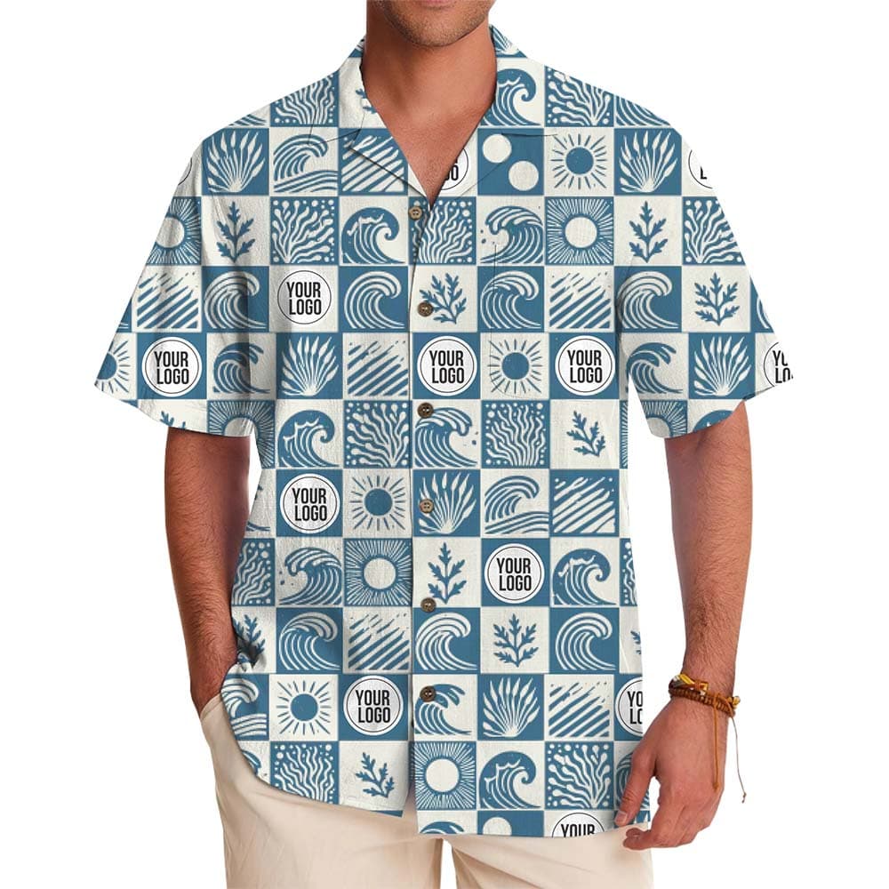 Ocean Emblem All Over Logo Hawaiian Shirt With Preview