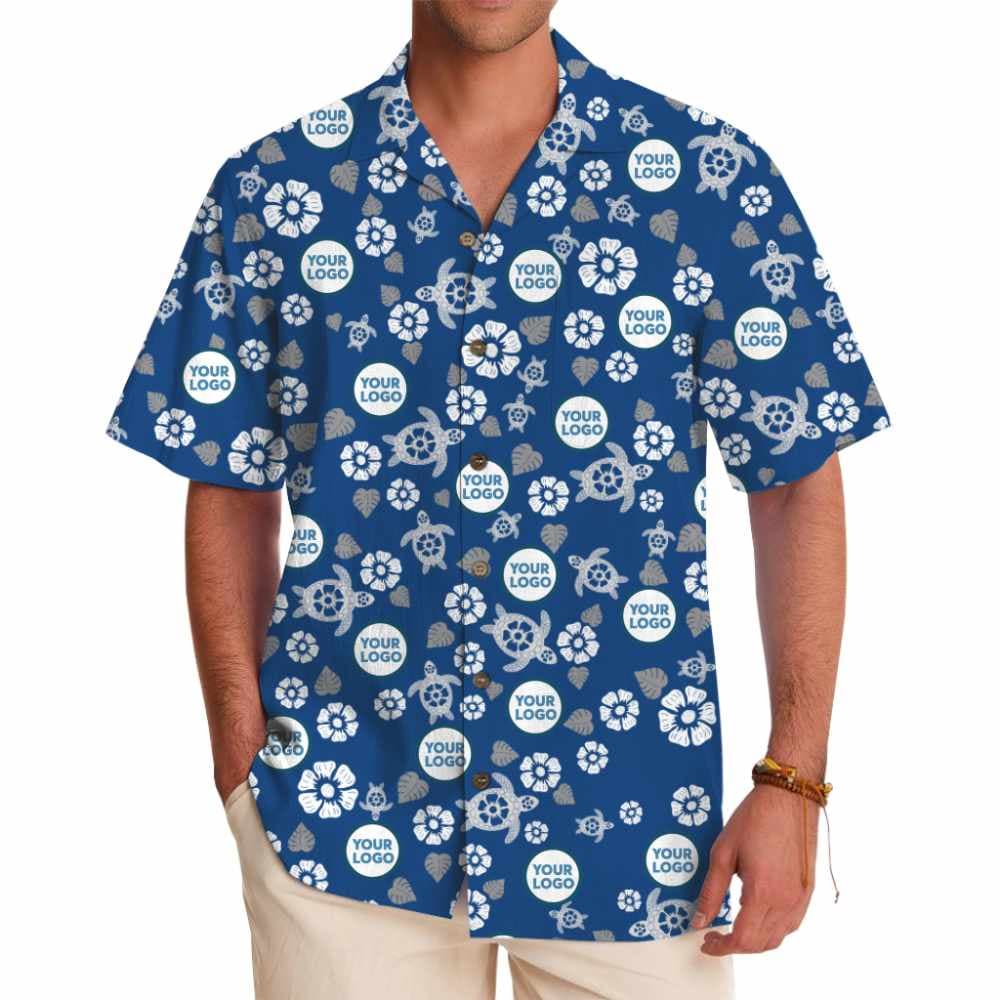 Ocean Inspired Custom Logo Hawaiian Shirt with Unique Flower Patterns